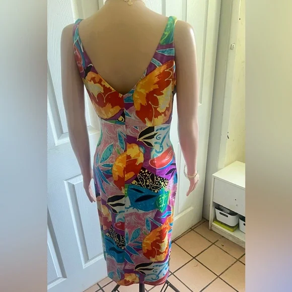 Lauren Ralph Lauren colorful tropical floral faux wrap bodycon dress size M NWOT - Picture 8 of 14